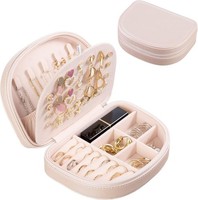 Procase SchmuckkäStchen Damen Pu Leder Ringe Ohrringe Halsketten Champagner