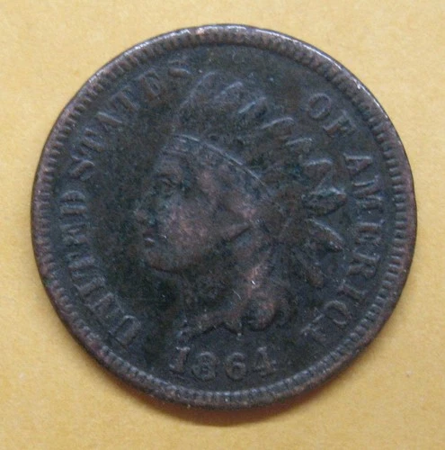 1864L Indian Head Cent Penny Pointed Bust Damaged Take a Look