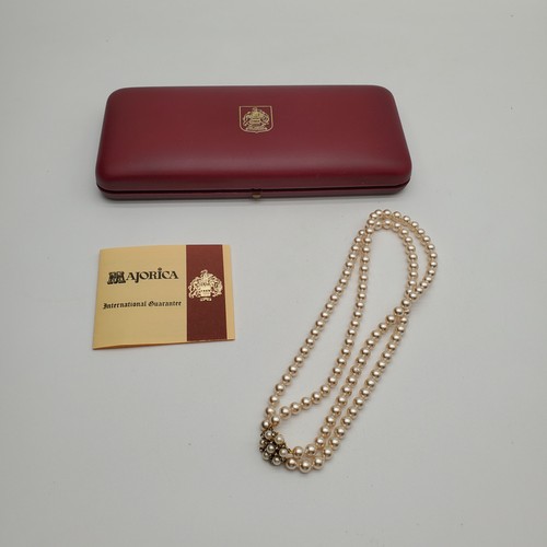 Majorica Metall Double-Strand Pearl Necklace with Certificate of Authenticity