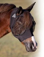 Target Pony Black Fly Mask With Mesh Ears And Forelock Opening For Comfort