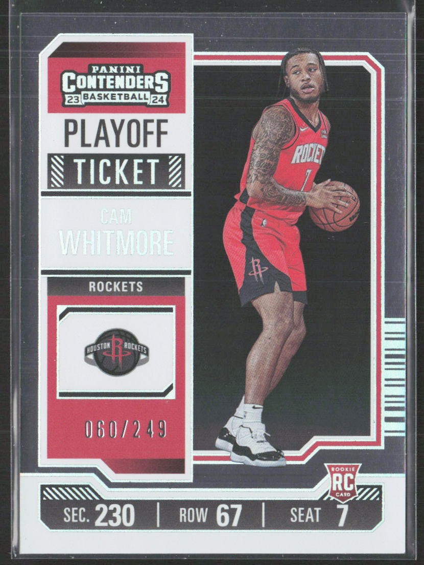 2023-24 Panini Contenders #95 Cam Whitmore Playoff Ticket #/249 Rockets (JB)