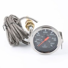 2 52mm Chrome Pointer Water Temp Temperature Gauge Mechanical Black Face  