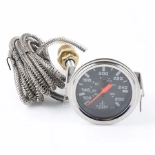 2'' 52mm Chrome Pointer Water Temp Temperature Gauge Mechanical Black Face ℃ / ℉