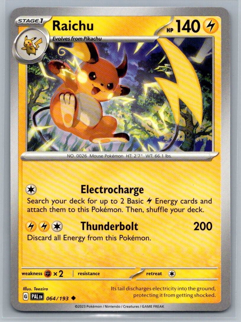 Raichu 64/193 Paldea Evolved Uncommon Pokémon TCG 2023