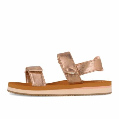 TOMS Ray Natural Champagne Shimmer Synthetic Schuhe Sandalen Pantoletten Gold