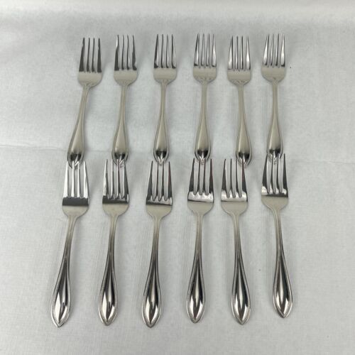 12-Wallace Plain Back 18/10 Stainless Salad Forks 6" - Picture 1 of 7