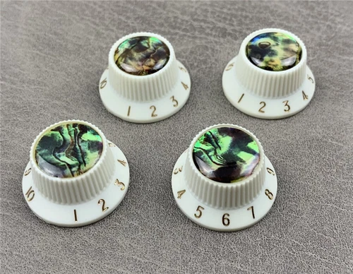 4pcs Abalone Top Knob Volume Tone Control Knob Plastic  for Squier ST Cream