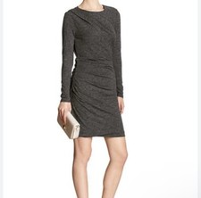 NWT $90 Banana Republic Dark Gray Charcoal Ruched Jersey Mini Bodycon Dress