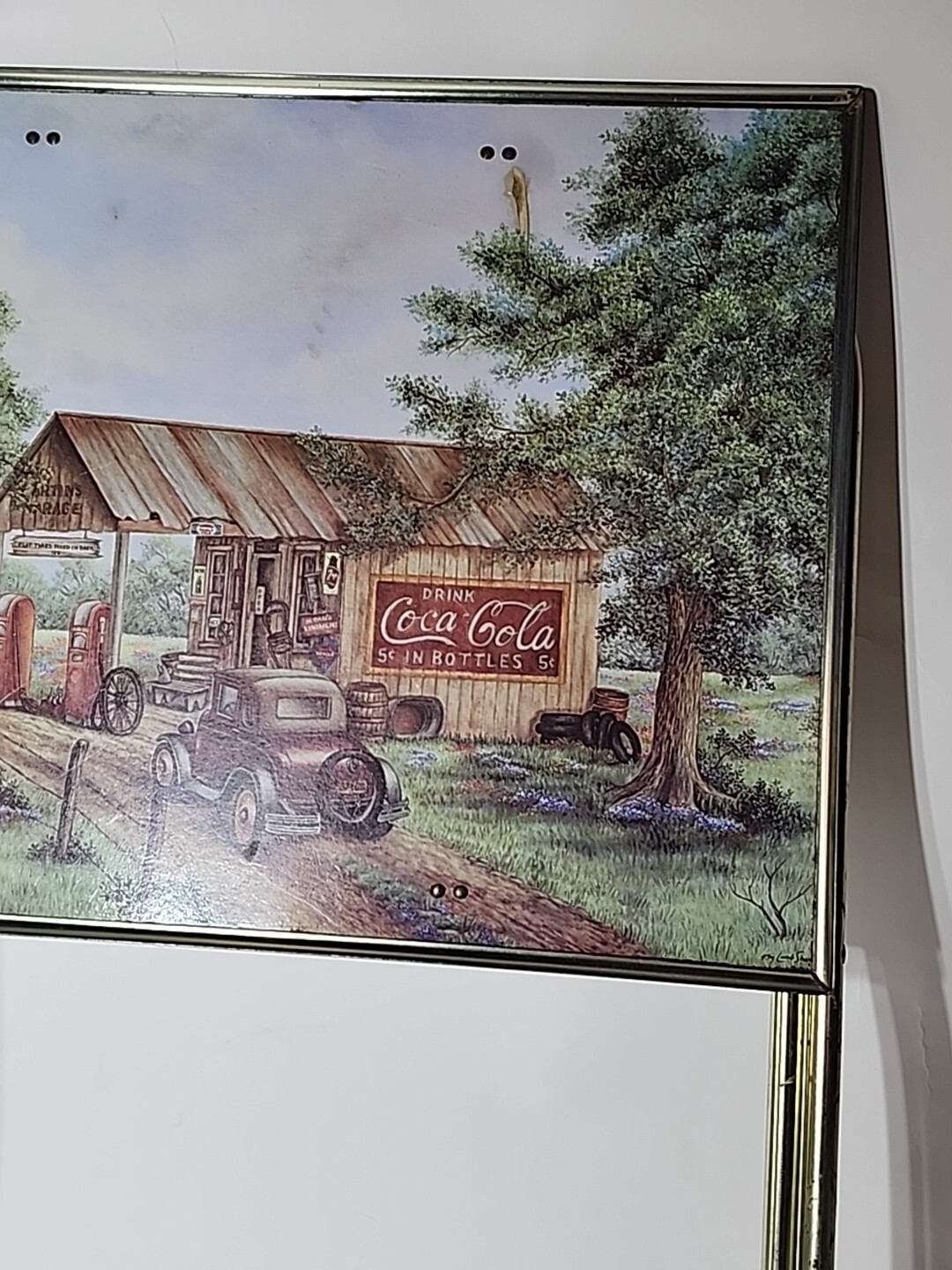 Set of 4 Vintage MCM 60s Coca Cola TV Trays & Stand Mike’s Garage Gold