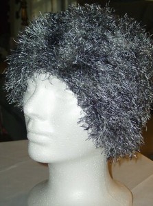 Chemo Fun Fur Hat Hairy Cap Soft feeling Frosted black and white