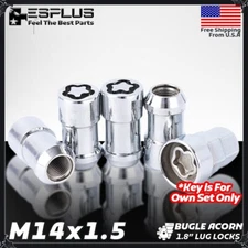 4 Pc Jaguar Wheel Lock W Key M14x1.5 Chrome Fits Newest Body E/F/I-Pace