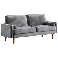 3 Seater Velvet Sofa Modern Fleece Couch Love Seat Settee with Pillow for Room