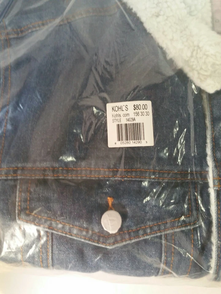 Chaqueta de mezclilla lavada forrada Sherpa Victory Outfitters para hombre talla pequeña nueva con etiquetas nueva Foto 4 de 4