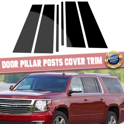6-Piece Door Pillar Cover Trim Set – Glossy Black – Fits 2015-2020 Suburban & Yukon XL