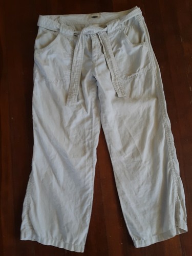 Old Navy White 100% Linen Capris - Wide Leg- Belted- Size 4 | eBay