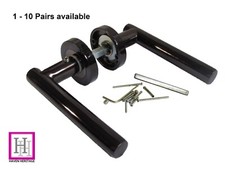 DOOR HANDLE 1-10 SETS Straight TUBULAR T-BAR INTERNAL BLACK NICKEL LATCH ON ROSE