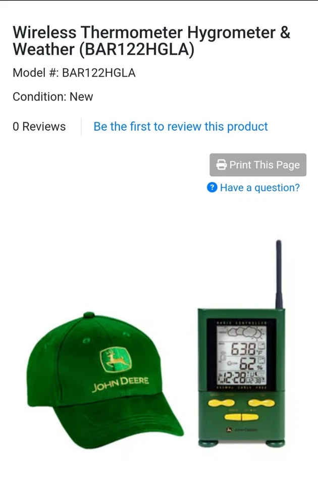 John Deere Wireless Rain Gauge/ Thermometer - Oregon Scientific RARE Works - Image 4 of 4