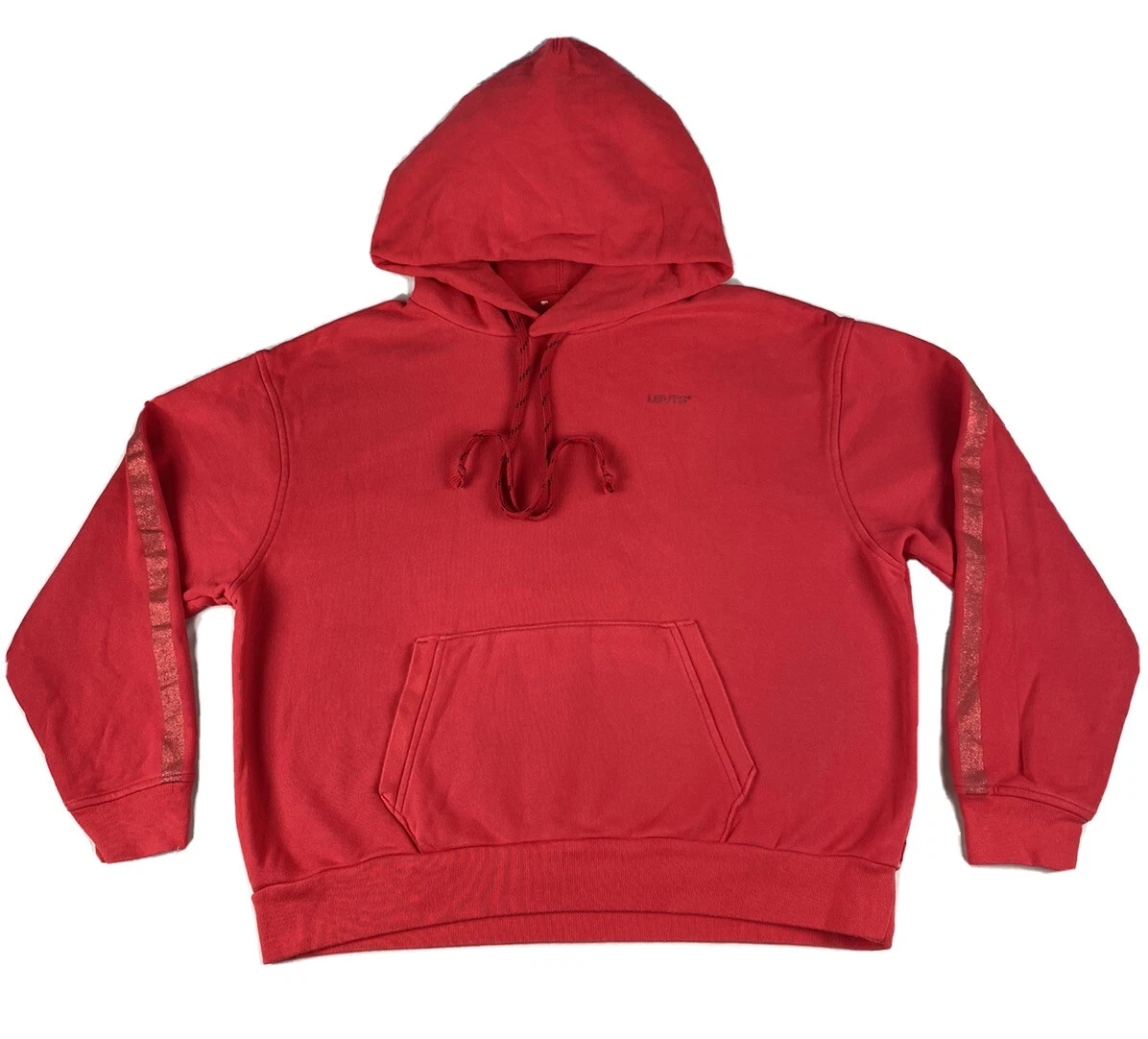 Levi’s Women's Oversized Small Logo Hoodie With Glitter Taping In Red Colour