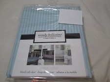 New Wendy Bellissimo SWEET SAFARI Fitted Crib Sheet 28"x52" - Blue Stripe NIP