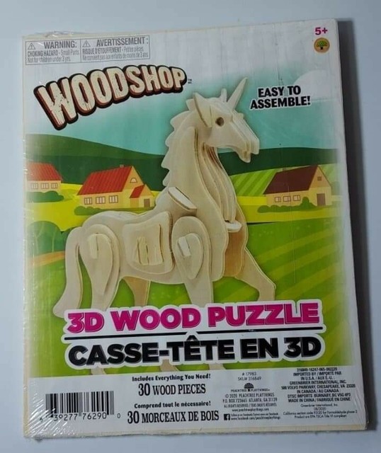 3d Wood Puzzle Unicorn Wooden 30 Pieces Craft Build Play Ages