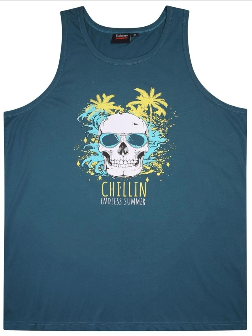 ESPIONAGE SKULL PRINT VEST T381 BIG KINGZSIZE 2XL3XL4XL5XL6XL7XL8XL