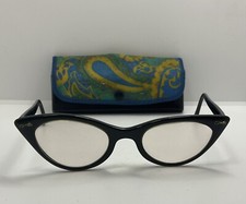 Vintage 50s Shuron Brow Line Cat Eye Sunglasses USA 5 1/2 with Case Horn Rimmed