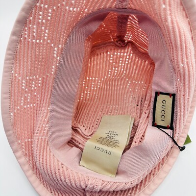 Gucci★素敵！Malibu Light Pink Knit GG Logo Bucket Hat Gucci Malibu Women's Light Pink Cable Knit GG Logo Fedora