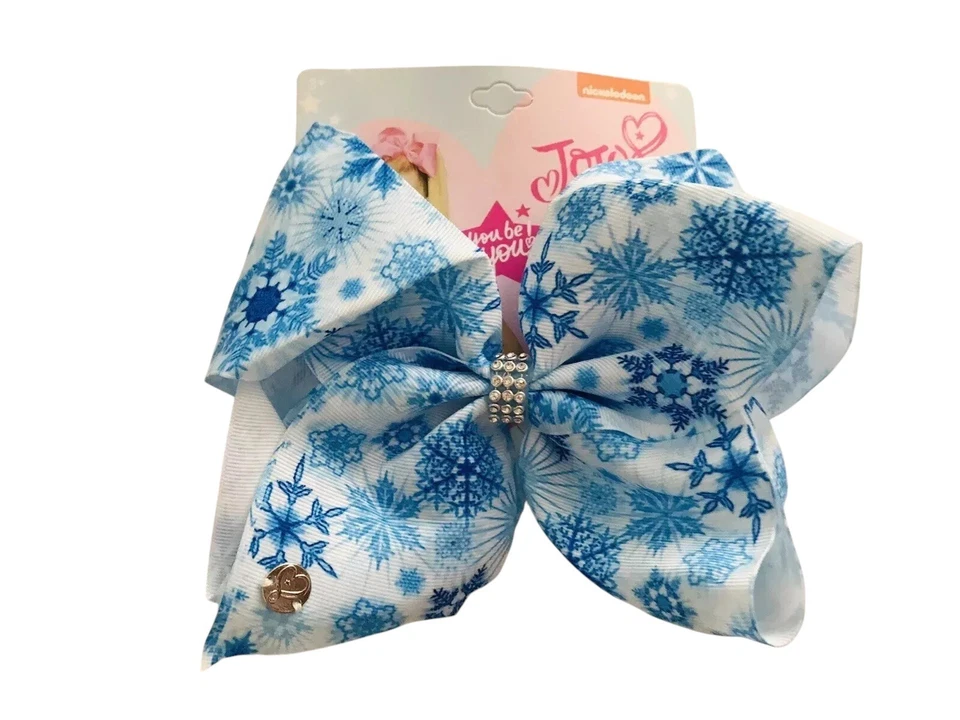 Jojo Siwa 8” Large Snowflake Girls Hair Bows Accessories Clip (2)pcs ✨ Blue - Image 2 of 4