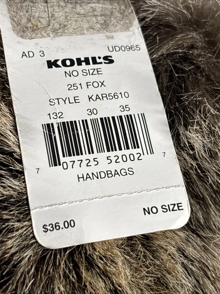 BOLSO DE HOMBRO Apt 9 MARRÓN Imitación Piel de Zorro y Cuero con Correa de Cadena DORADA NUEVO CON ETIQUETAS Foto 3 de 4