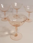 delicate etched depression glass champagne coup or sherbet dish light pink tint