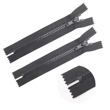 2PCS 5 Inch #5 Close End Plastic Zippers Bulk Black Molded Resin Zippers for ...