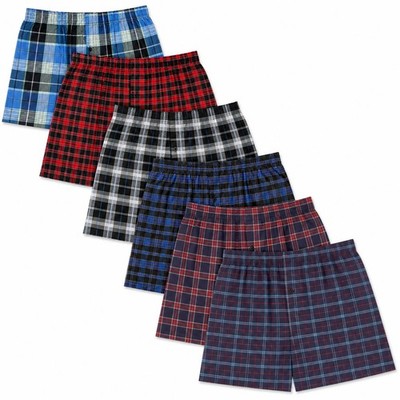 Herren Karierte Boxer Shorts 6er Pack Lockerer Sitz Knopfleiste Unterwäsche