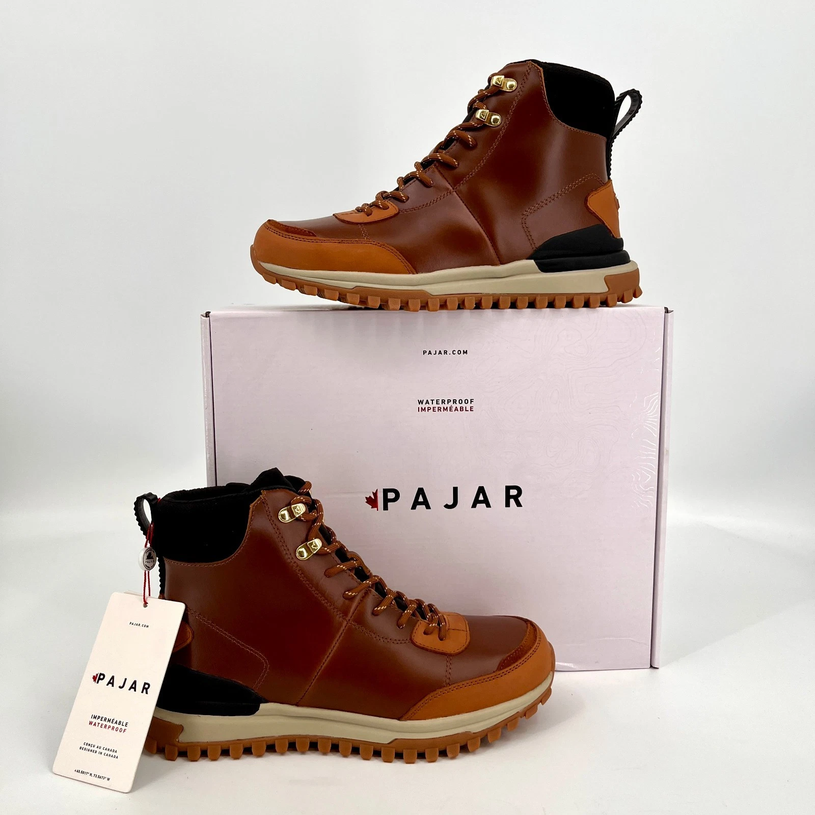 Pajar Fortuo 2.0 Boot Size 9.5M Brown Black Waterproof Leather Lace-Up