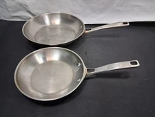 2 Calphalon Skillet Frying Pans Stainless Steel 1388 8" Pan & 1390 10" Pan