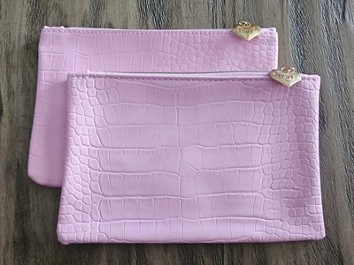2X NEW Ipsy Cosmetic Makeup Bag February 2026 Pink Faux Crocodile, Heart Pull