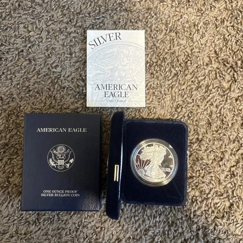 2001-W Proof $1 American Silver Eagle Box, OGP & COA