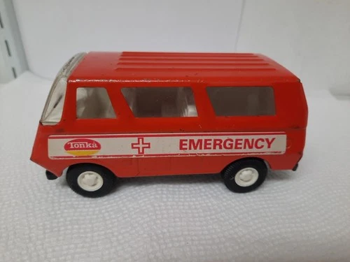 Vintage Tonka Orange Emergency Ambulance Van