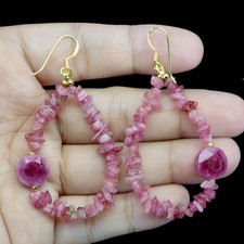 925 Sterling Silver Earrings Round Ruby 10mm Tourmaline Gemstone Jewelry