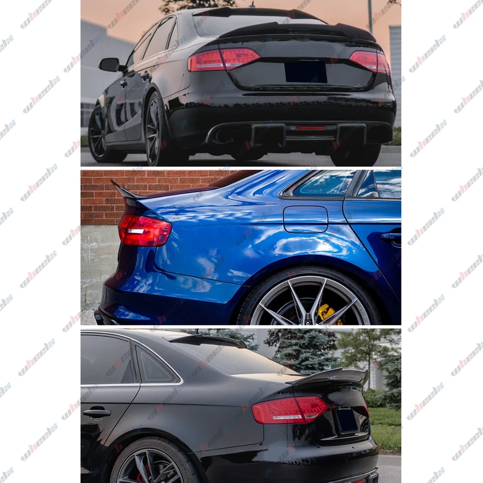 ALERÓN DE MALETERO NEGRO BRILLANTE ESTILO PSM DUCKBILL PARA AUDI A4 B8 2008-12 SEDÁN Foto 3 de 4