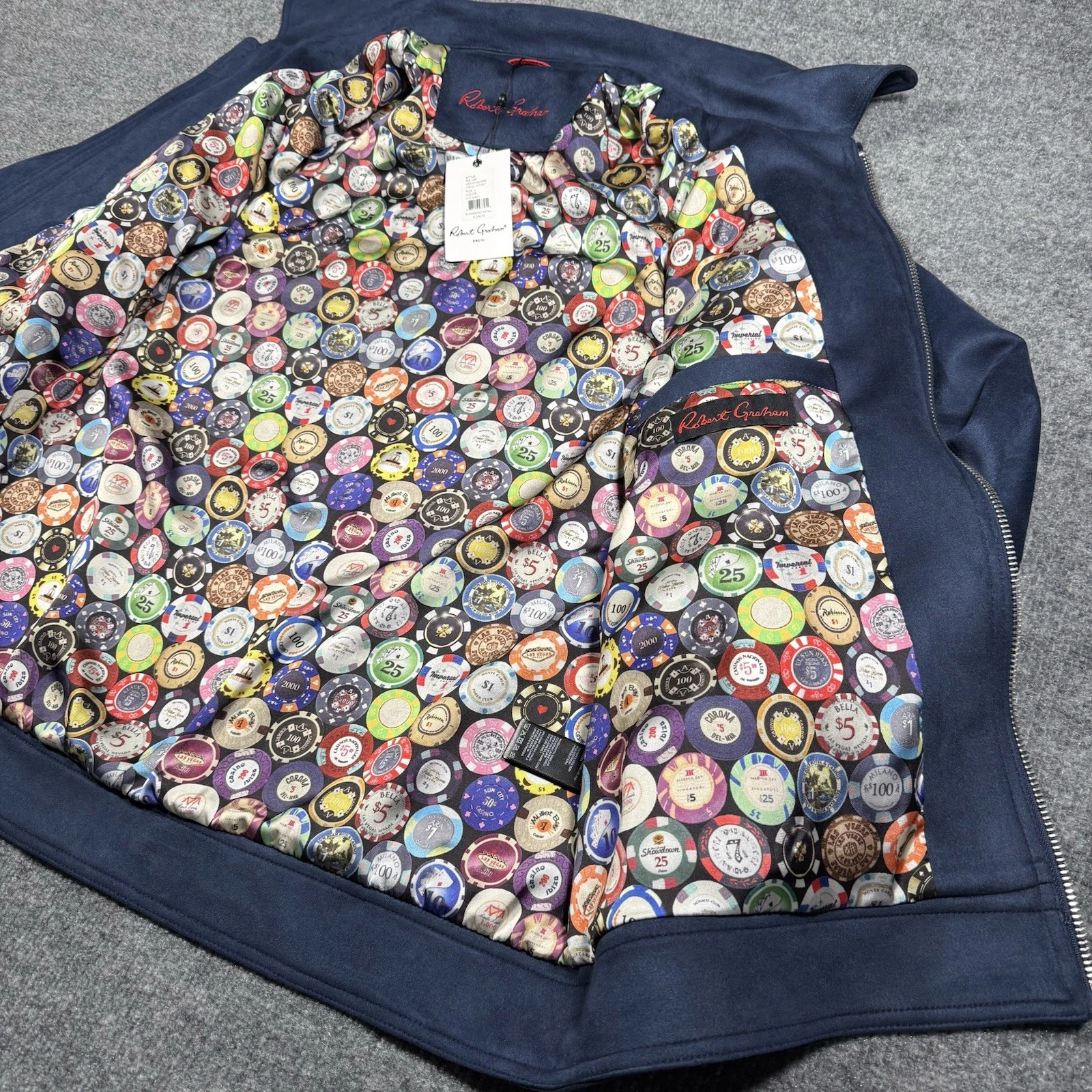 Robert Graham Vegan Suede Large Navy Blue Field Jacket NWT. $248 - product detail image 17
