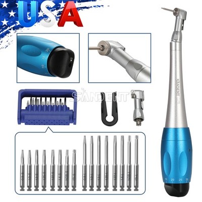 Universal Dental Implant Kit Torque Wrench Contra Angle & 16pcs Drivers Blue