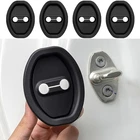 4Pcs Black Carbon Fiber Sleeve Car Door Lock Protective Cover Trim Accessories