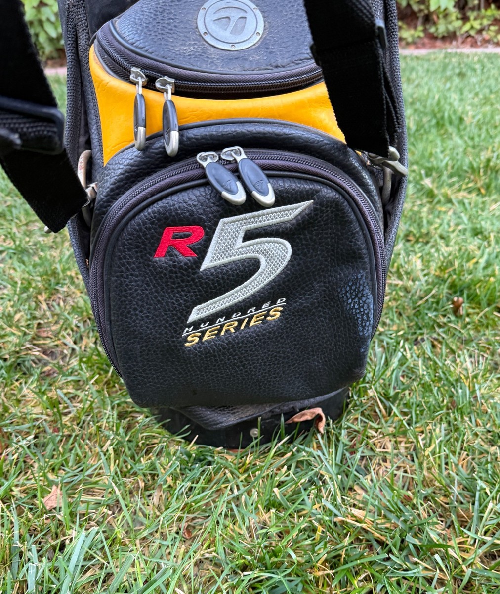 TaylorMade R5 Hundred Series 6-Way Leather Staff Bag, Rain Cover