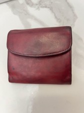Vintage Coach Wallet Bifold Leather Wallet Medium Compact Solid Red Retro