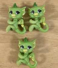 Wowwee Fingerling Miniature 2" Green Glitter Dragon Baby Lot Of 3