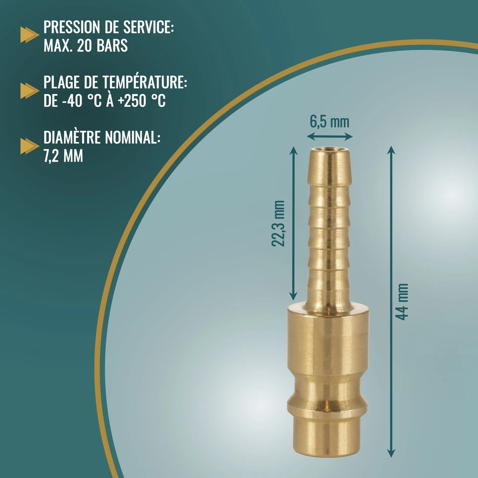 Poppstar Connecteur à air comprimé DN 7.2 avec embout (diamètre 6,5 mm) - Photo 2/4