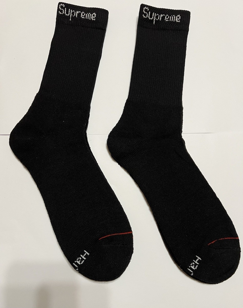 SUPREME/ HANES SOCKS Black size 6-12 Fast Ship Two Pairs In Bag
