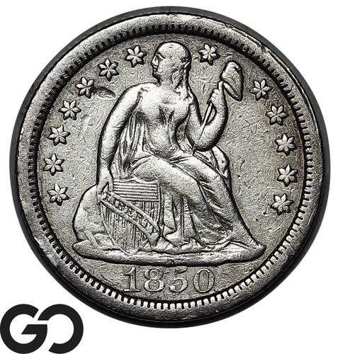 1850 Seated Liberty Dime, Choice AU