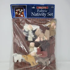 Holiday Time Fabric Nativity Set Christmas Figures Camel Donkey Sheep Kings