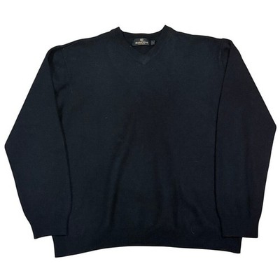 Bugatchi Uomo Men's Black Wool Silk Sweater Cashmere Crewneck Size Large Preppy